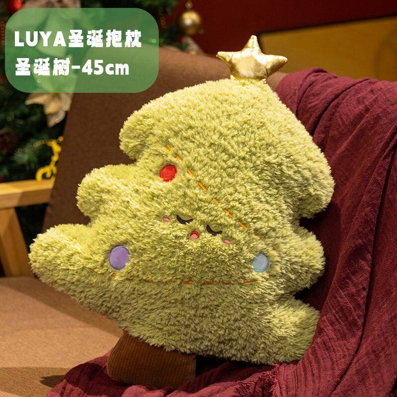 新款圣诞雪兔公仔圣诞老人抱枕麋鹿玩偶装饰摆件沙发靠枕节日礼物