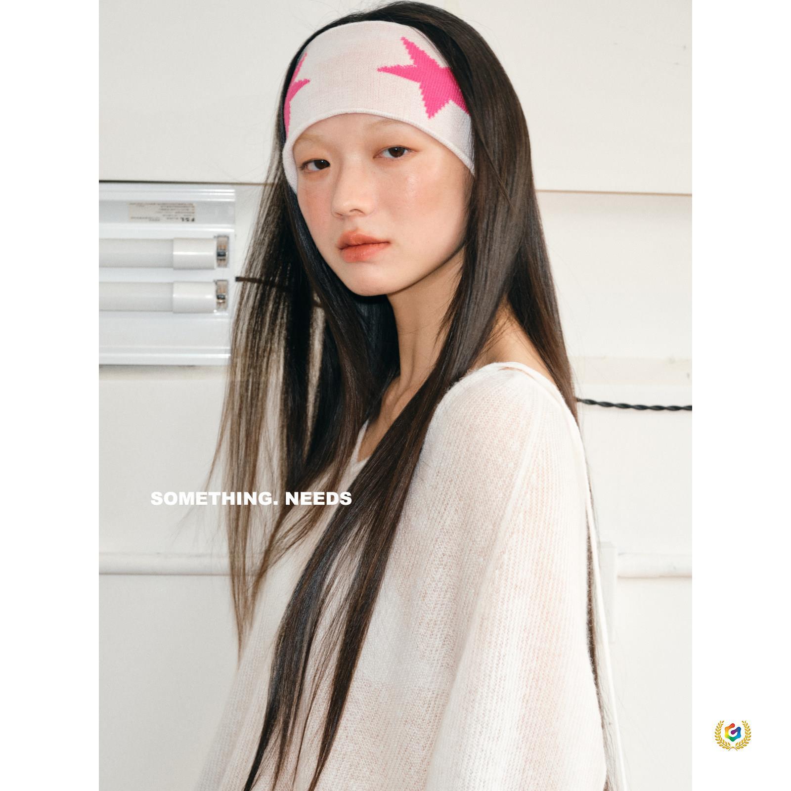 郑佰万 针织发带女秋季新款五角星运动健身束发时尚弹力头带美式