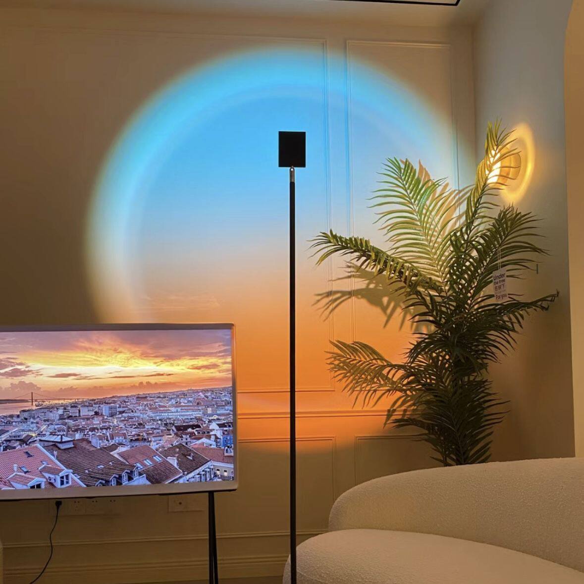 新款网红落日灯夕阳氛围感直播间背景补光落地灯大光圈日落灯