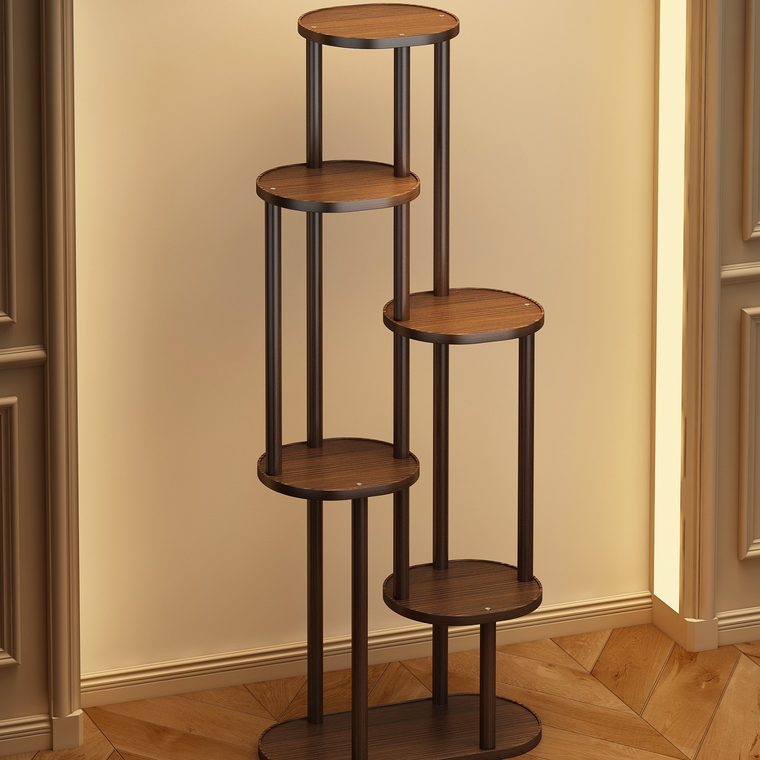 花架子客厅落地式复古博古架阳台实木中式小型置物架绿植展示架子