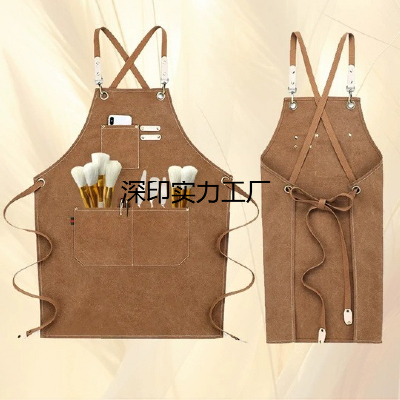 围裙画画美术生成褂画室油画围兜工作服绘画水粉长款罩衣围裙耐脏