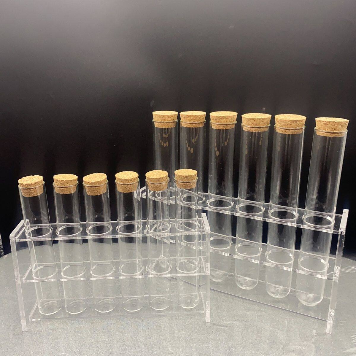 套装款耐高温玻璃试管(含木塞)架子搭配透明亚克力试管架展示架