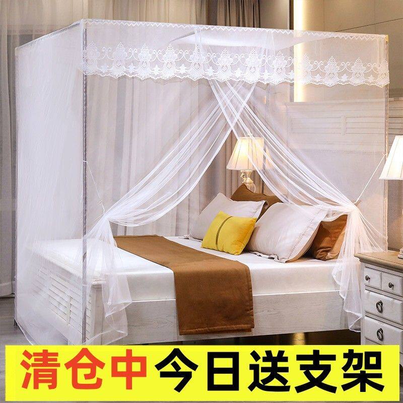 蚊帐新款单门米单人双人..米床家用卧室加密一开门帐纱