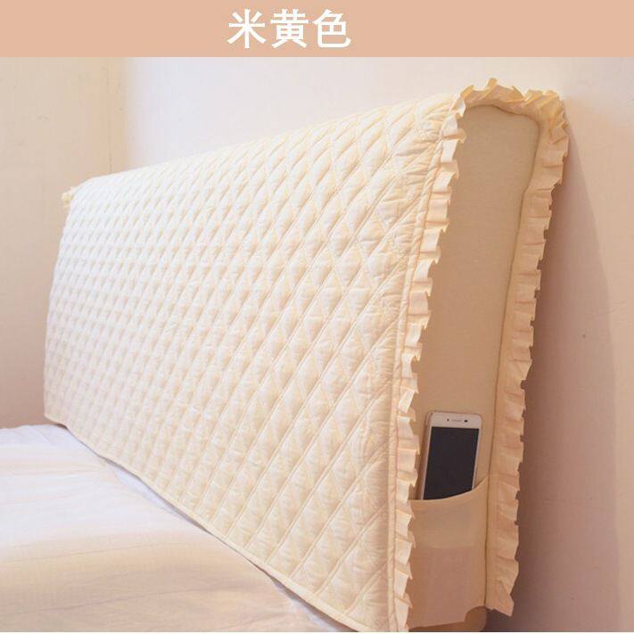 简约纯色床头套罩纯棉皮床布艺木板床头罩子保护套侧面弹力