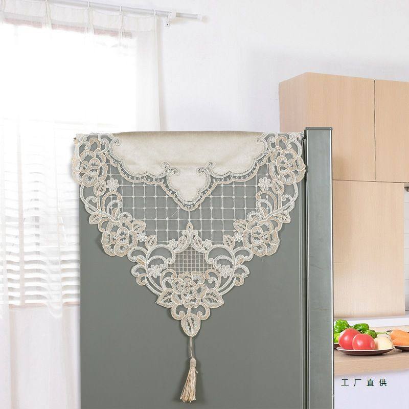 欧式冰箱盖布茶几电视柜餐桌丝绒绣花盖巾洗衣机防水多功能防尘布