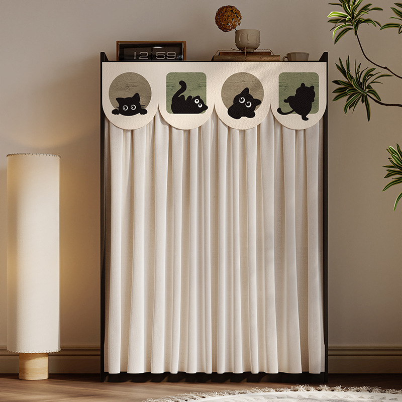 柜子遮挡帘高级感轻奢风展示柜防尘帘魔术贴粘贴式鞋柜遮丑装饰帘