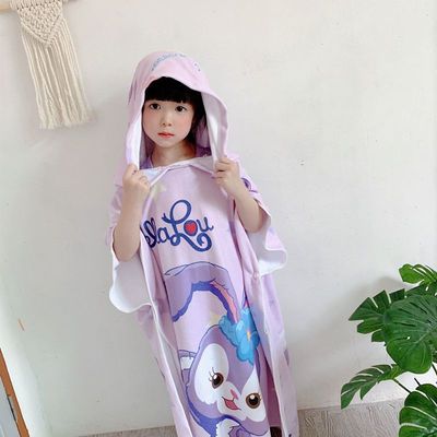 儿童浴袍浴巾斗篷带帽吸水速干男女童洗澡游泳专用浴衣防风换衣罩