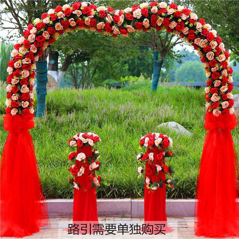 绢花拱门婚庆花门结婚庆典礼拱门喜庆花门新款绢花拱门铁艺幸福门
