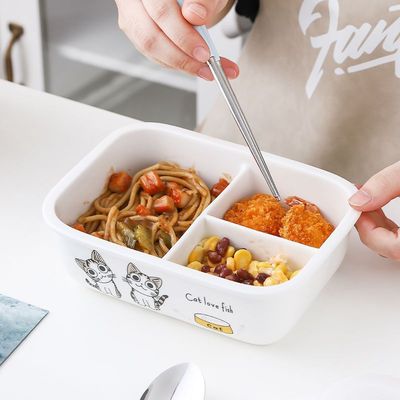 陶瓷饭盒微波炉上班族带盖密封学生便当盒套装可加热保温梦诺