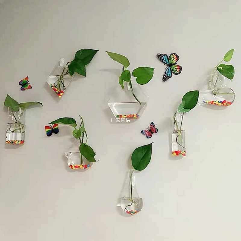 墙壁挂件水培花瓶墙上壁挂鱼缸创意客厅简约墙面布置装饰绿萝花盆