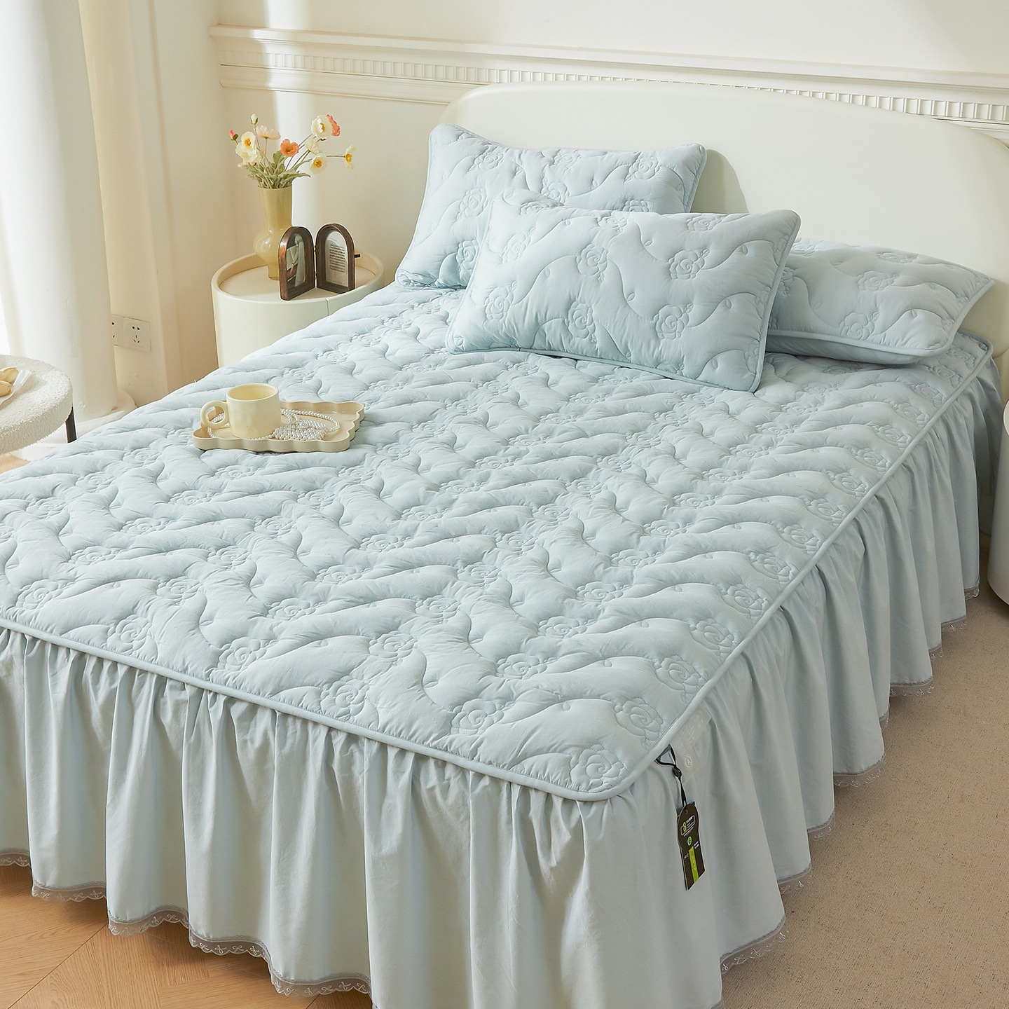 A类纯棉床裙单件遮丑下摆2025新款全棉夹棉床罩防尘盖床裙款床套