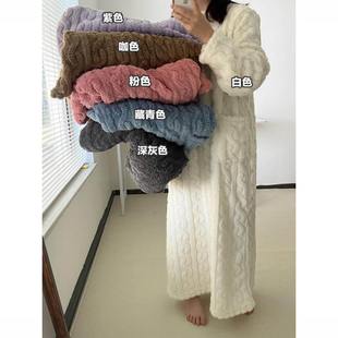 行走的被子冬季新款加长保暖宽松有口袋珊瑚绒家居睡衣睡袍睡裙女