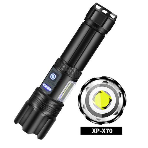 XHP70手电筒变焦电量显示款USB充电款强光手电筒p70手电筒