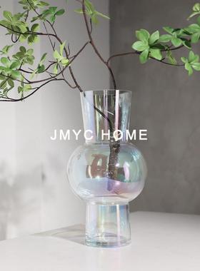 简约轻奢样板房玻璃插干花瓶摆件客厅茶几餐厅吧台桌面花器装饰品