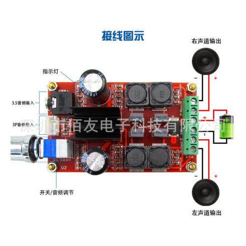 XH-M1892*50W数字功放板DC24VTPA3116D2双声道立体声功放板