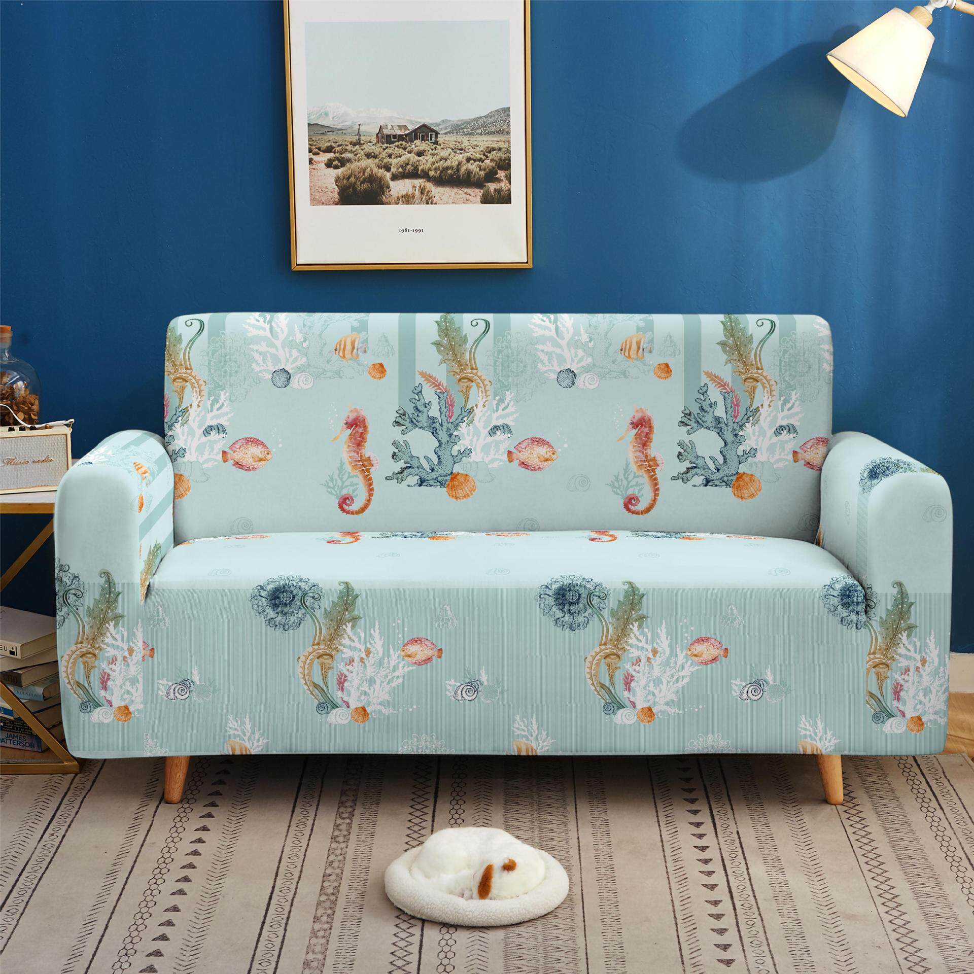 弹力海洋全包沙发套多人组合沙发套罩懒人沙发套