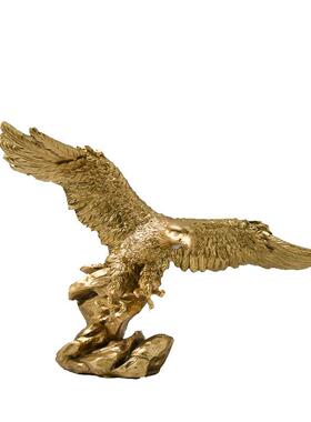 美式复古动物仿铜雄鹰展翅树脂工艺品摆件玄关办公室酒柜软装装饰