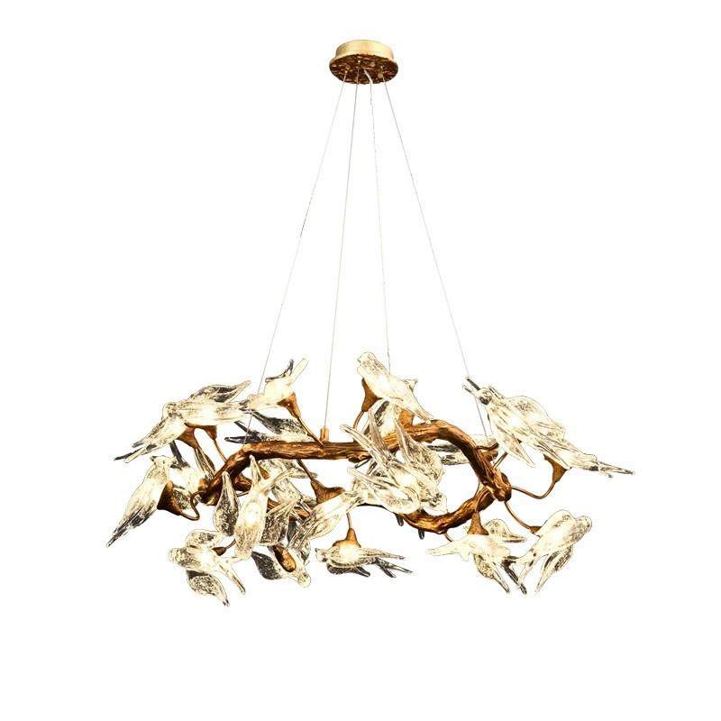 全铜轻奢小鸟吊灯美式餐厅楼梯间装饰灯服装店橱窗灯树枝工程灯具,家装灯饰光源,智能吊灯,淘宝优惠券,粉丝福利购,淘宝优惠卷