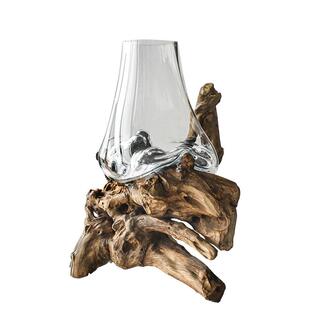 视远木头玻璃花瓶高级感现代简约轻奢创意家居摆件酒店样板间装饰