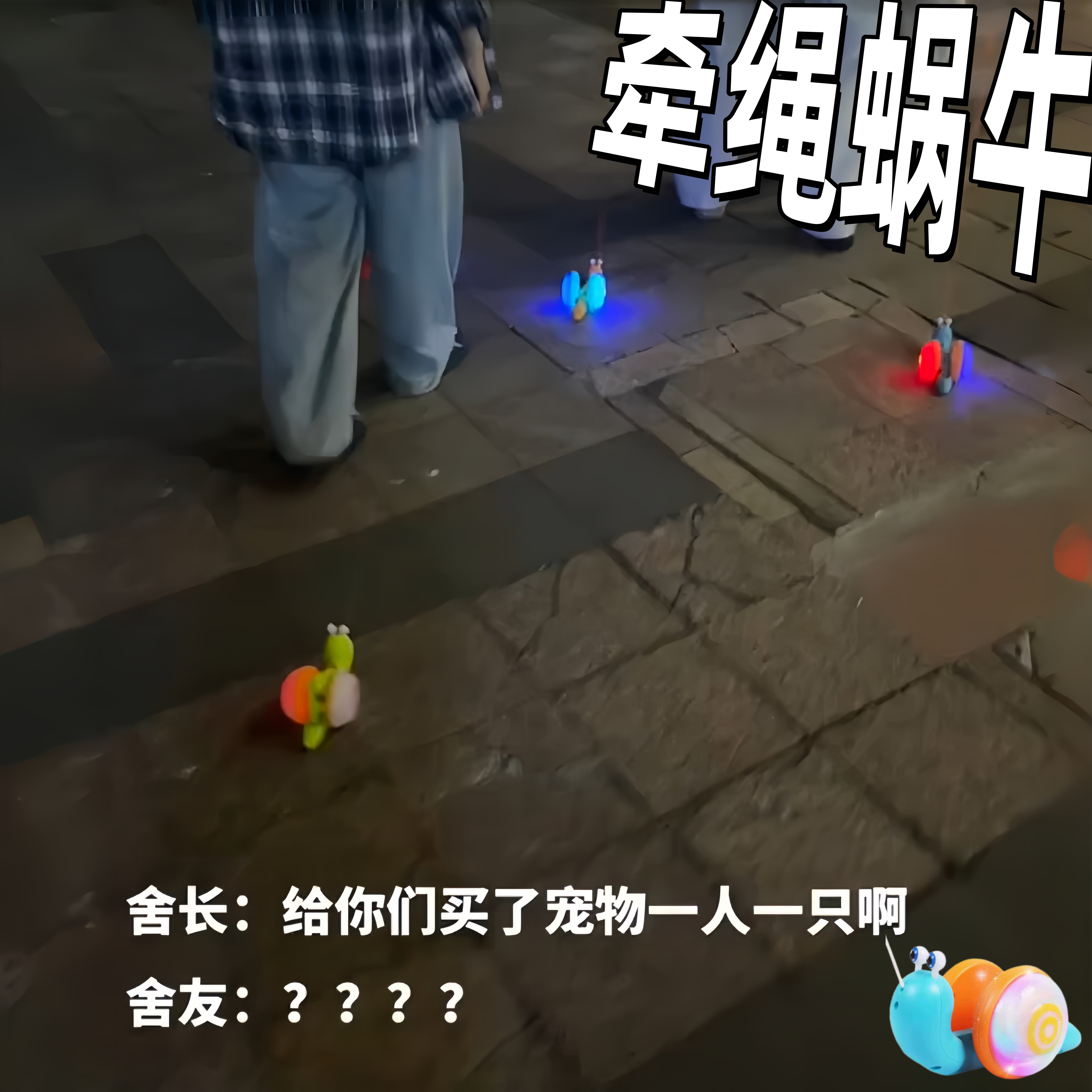 蜗牛牵绳玩具儿童大学生拉绳拖线电子宠物创意蜗牛发光毛毛虫牵绳