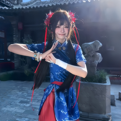 中华娘cos小厨娘武侠旗袍灯笼裤