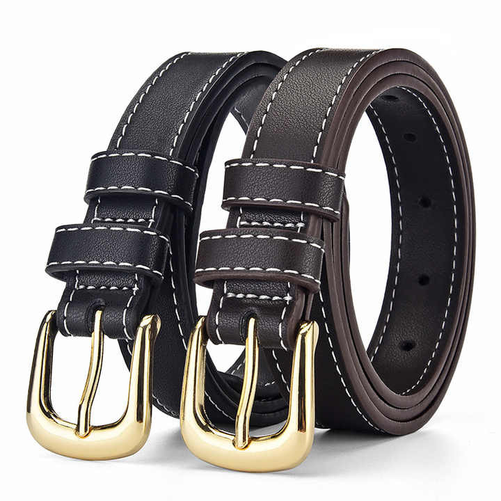 日本品质男士真牛皮整张头层皮皮带压花针扣男式韩版百搭黄牛皮裤