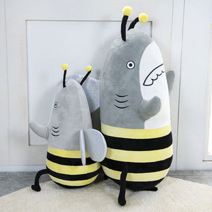 鲨鱼蜜蜂抱枕鲨BEE毛绒玩具公仔沙雕玩偶搞笑娃娃沙发床上陪睡大