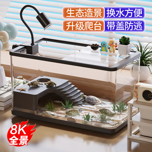 乌龟饲养缸家用小型爬台龟苗饲养盒发色盒养寄居蟹专用可视周转箱