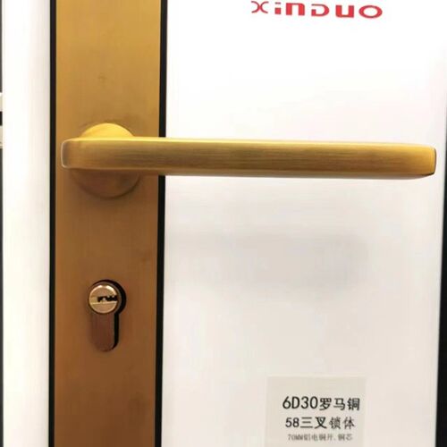 58大锁b体卧室门锁静音房门锁磁吸简约中式风实木门锁黑色黄古锁