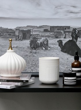 西班牙设计创g意陶瓷烛杯蜡烛卧室客厅书柜玄关样板间软装饰品摆