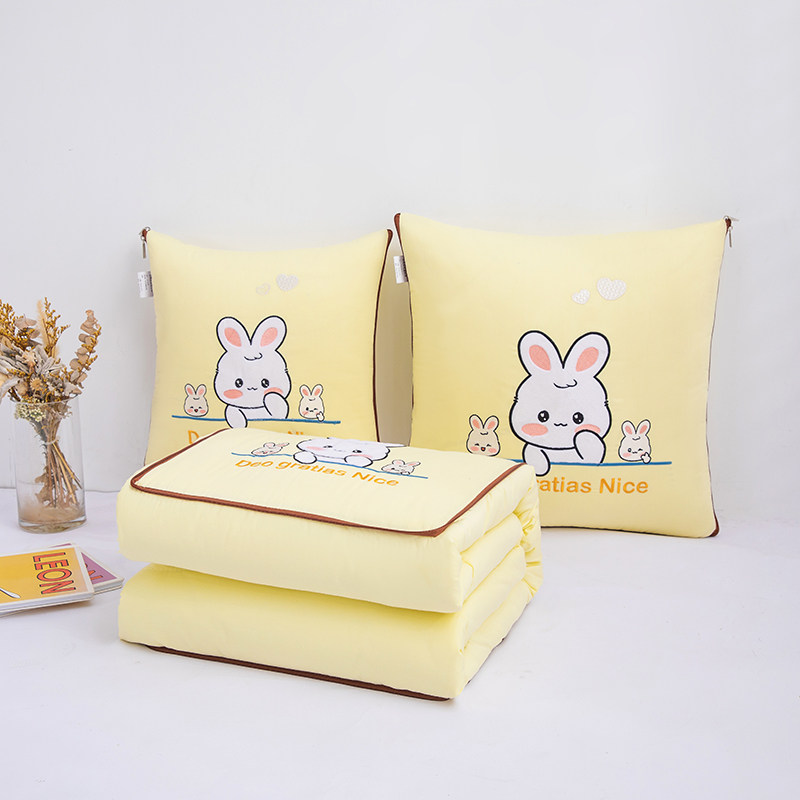 全棉高档抱枕被子车m载两用汽车内午休毯子空调被二合一靠枕头被