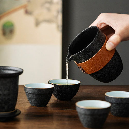 旅行茶具随行f快客杯一壶三杯便携式茶杯车载功夫户外陶瓷露营茶