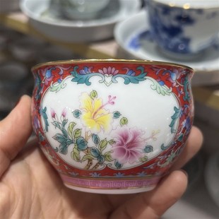 功夫茶主人 描金珐琅彩竹节单杯茶具茶碗白瓷品茗杯茶杯茶盏中U式