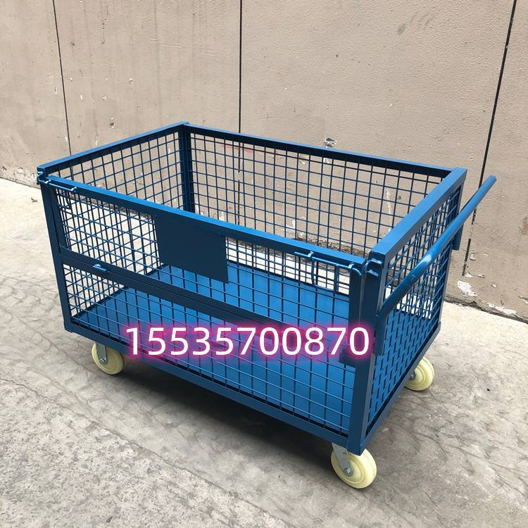 手推轮子置物架拉货框平板w车围栏铁车铁笼手拉车仓储笼周转箱~