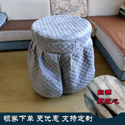 加厚水晶绒圆形烤火n椭圆形桌布大圆桌罩电炉布套取暖桌小茶几布