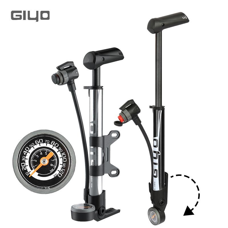 GIYO自行车打气筒公路山地落地高压打气筒折叠气压表美法英龙头嘴