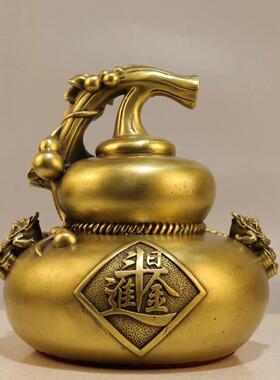 纯黄铜葫芦2023精工葫芦摆件进多斗金福禄子多财房间日工艺品摆件