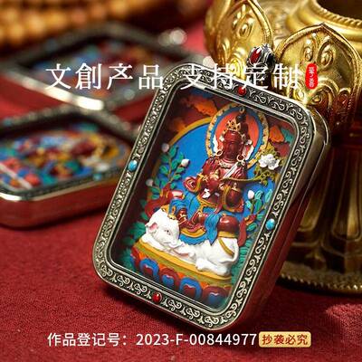 朱砂立体唐卡非遗白铜玲宝手绘擦擦diy项链朱砂吊坠正品手工