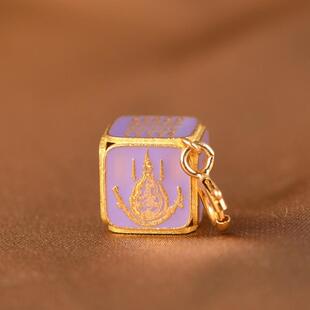 网红- S925银滴油镀金方糖吊坠银饰佩饰文艺小巧方块吊饰挂件