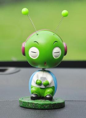 创意彩绘弹簧虫汽车摆件中控台摇头公仔车上桌面小摆件树脂工艺品