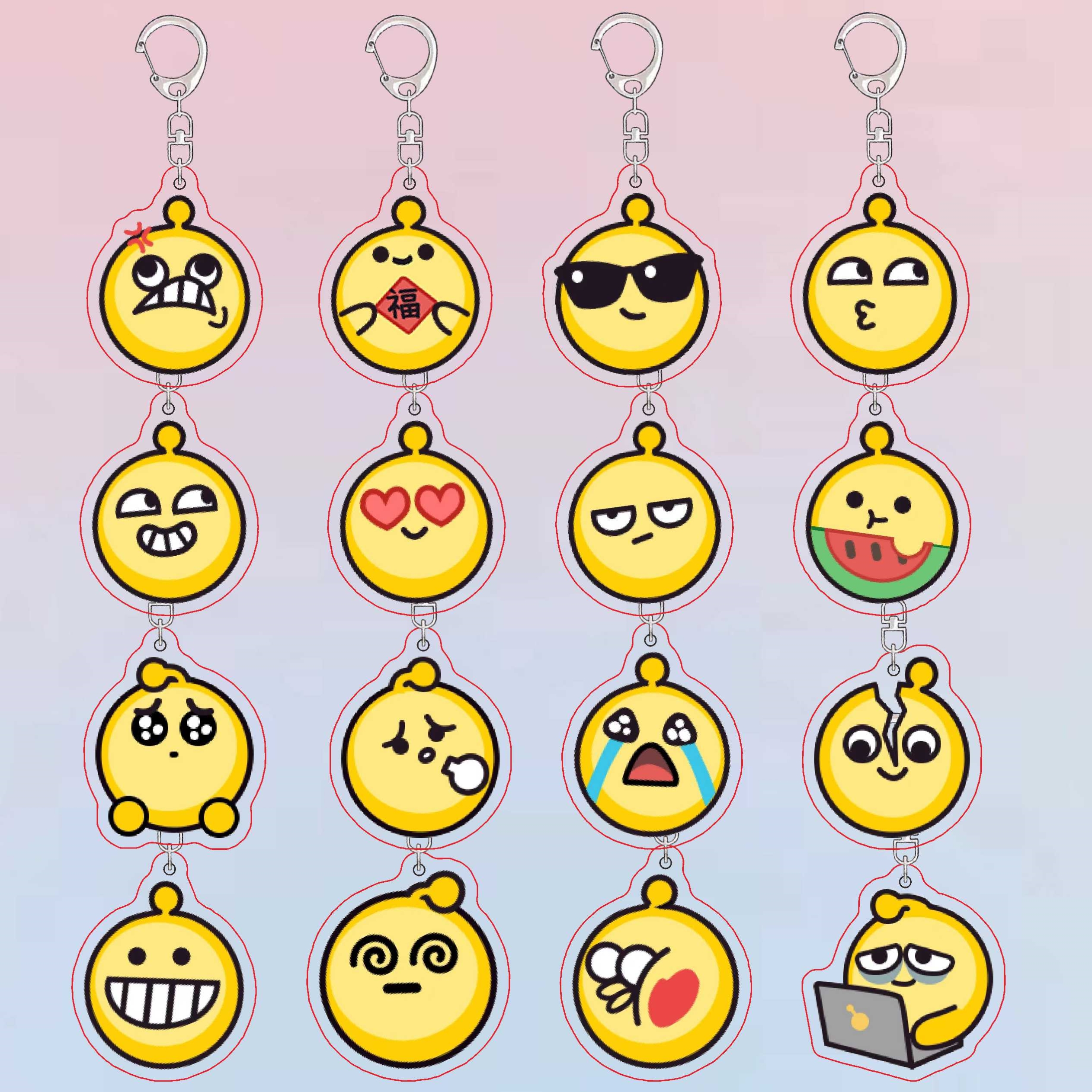 蛋仔派对表情包钥匙扣游戏周边双面亚克力可爱挂件送闺蜜朋友挂饰
