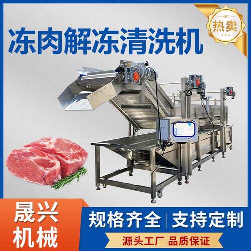 全自动冻肉解冻清洗机鸡爪鸡翅海鲜冻品解冻流水线恒温解冻清洗机