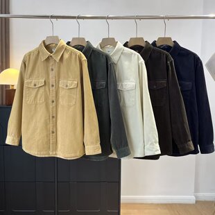 试衣间春秋新款男女装灯芯绒工装衬衫长袖衬衣外套休闲百搭480295
