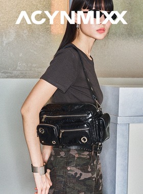 Acynmixx原创潮酷机车包女高级感多口袋单肩腋下包小众复古斜挎包
