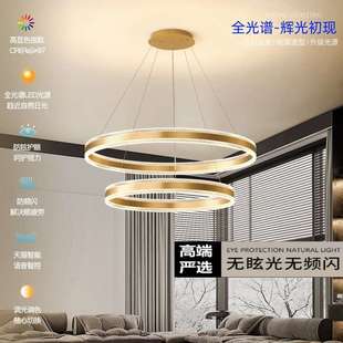 圆环卧室灯具 全光谱护眼防蓝光客厅灯吊灯大气家用房间灯创意个性