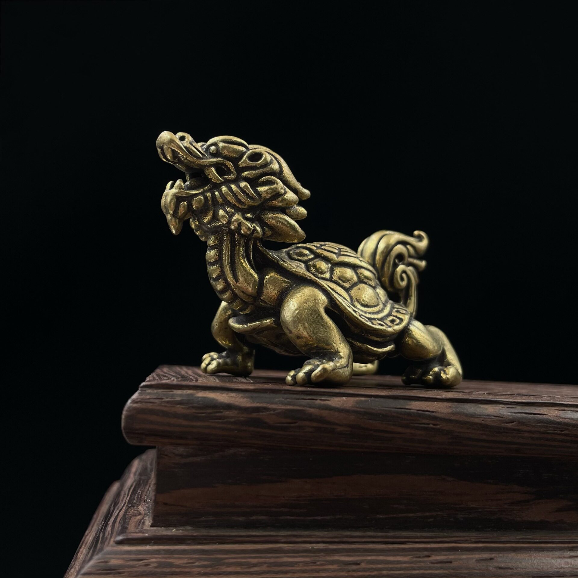 仿古铜器聚财瑞兽玄武龙龟摆件文镇书桌摆饰文玩茶宠工艺品