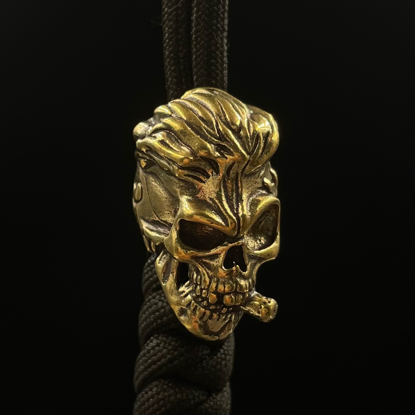 黄铜白铜复古做旧吸烟骷髅刀坠E