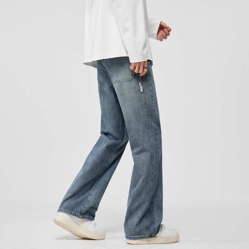 郝郝先生 男士新款直筒vibe微喇牛仔裤宽松阔腿休闲长裤子男款