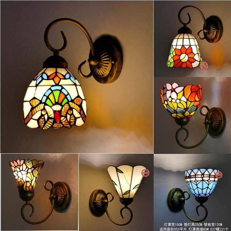 欧式复古咖啡厅个性创意壁灯蒂凡尼古铜色卧室床头灯过道走廊阳台