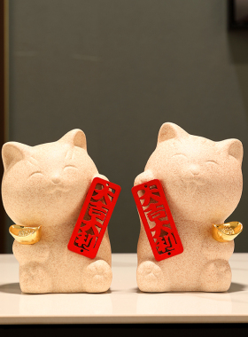 速发招口猫摆件入户门财玄关居家装饰品轻奢高档大吉新居之喜搬家